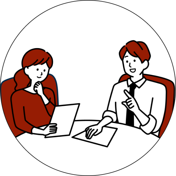 打ち合わせをする男女イラスト